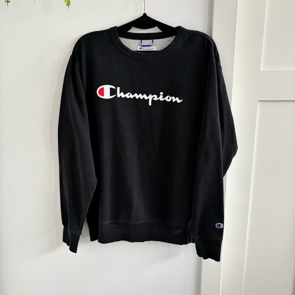 Champion Crewneck Sweatshirt Mens Size Medium Black Pullover Long sleeve